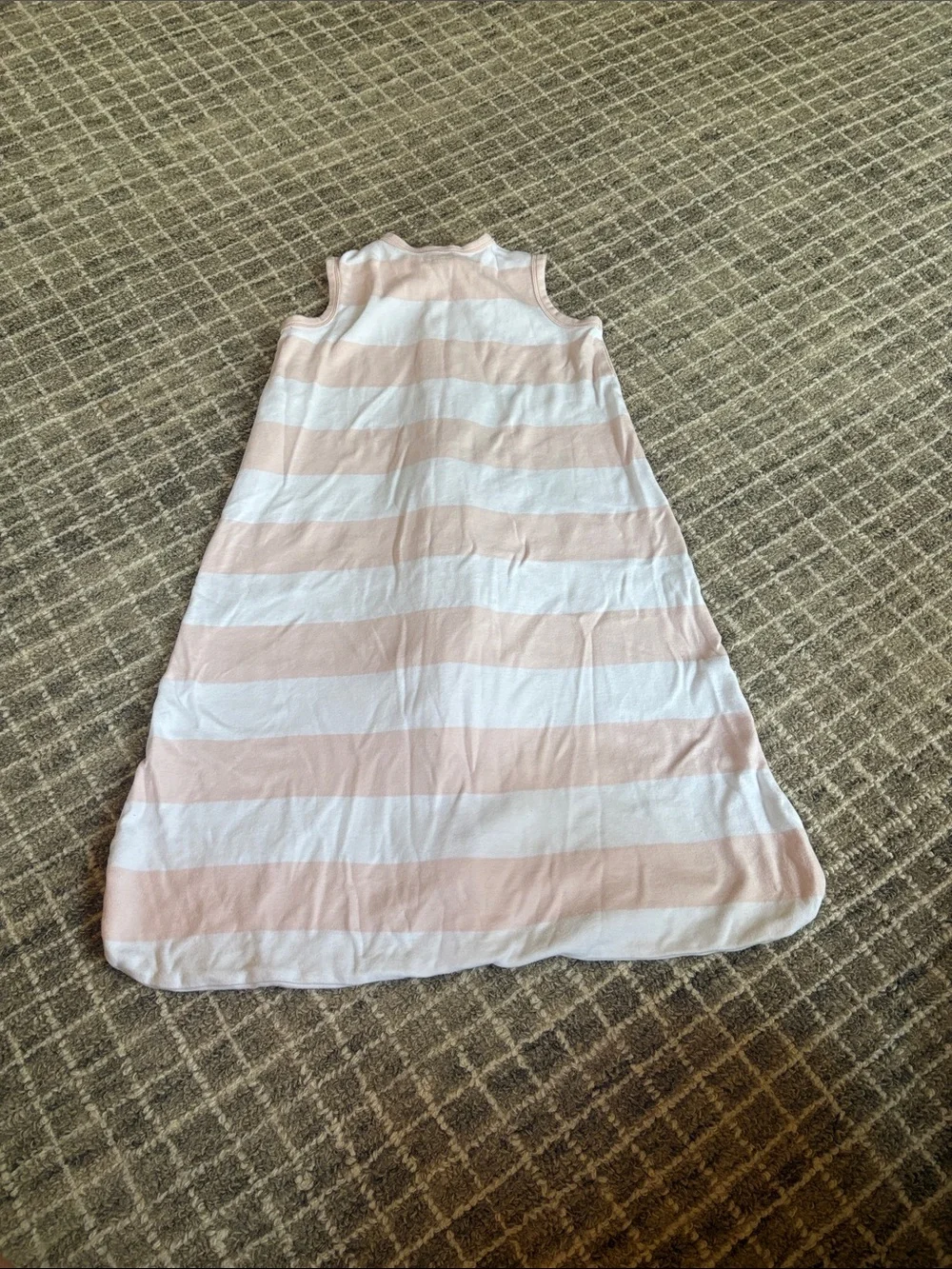 Sleeveless Pink and White Striped Kids Pajama Sleep Sack (Size Medium)